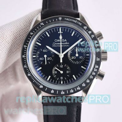 Swiss Replica Omega Speedmaster Moonwatch Calibre 3861 Black Leather Strap